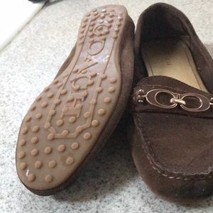 Brown suede loafers